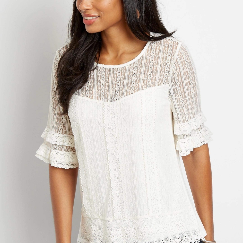 Maurice's White Lace Blouse M